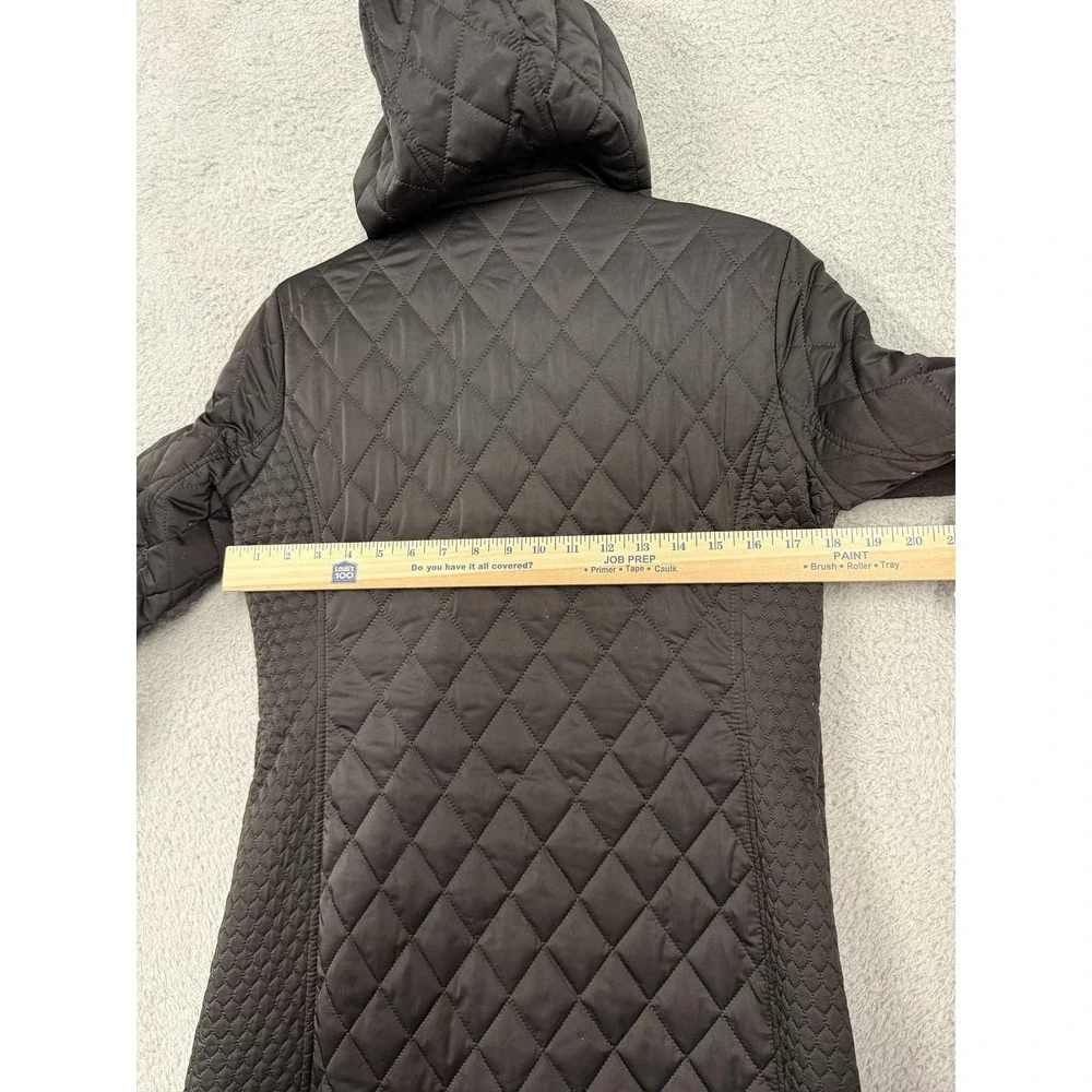 Michael Michael Kors Coat Womens Small Black Quilted‎ Hooded Puffer Long Zip